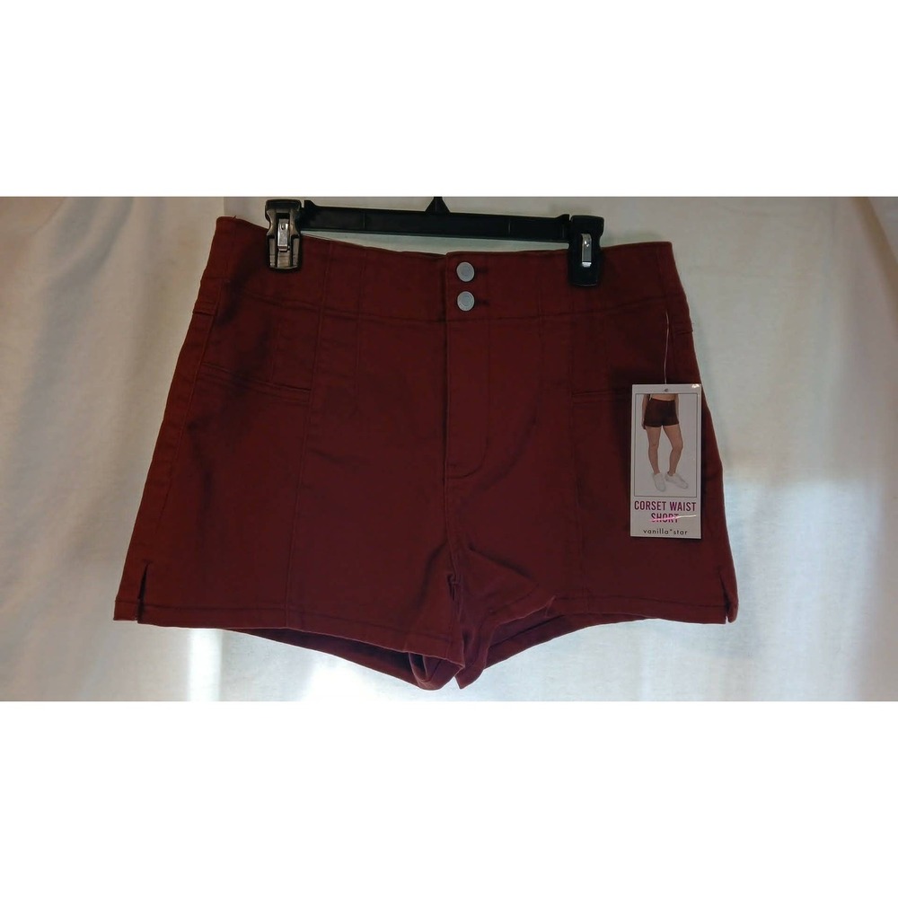 Vanilla Star Corset Waist Shorts Burgundy Maroon High Rise Size 13 W31 NWT